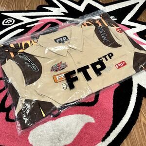 FTP Raceway Button Up Shirt (Tan) – Size XL – As Pictured